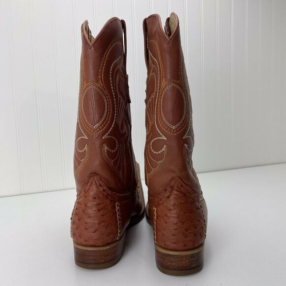Los Altos Boots 6X Cognac Ostrich Fashion Cowboy Western Boots Mens US 7 EE $370 - Picture 5 of 12